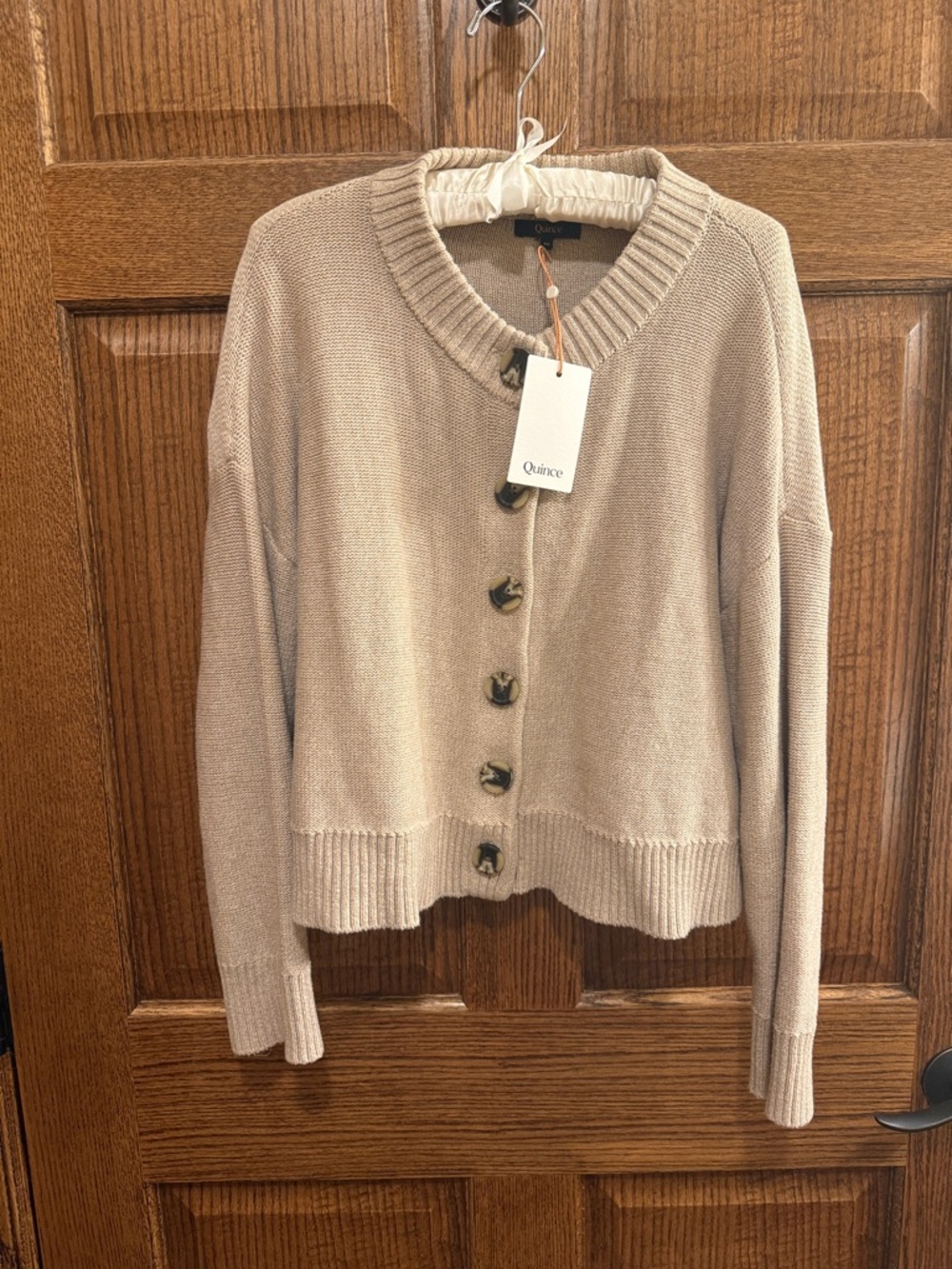 Quince Women's Button-Front Knit Cardigan Sweater - Light Beige Medium NWT